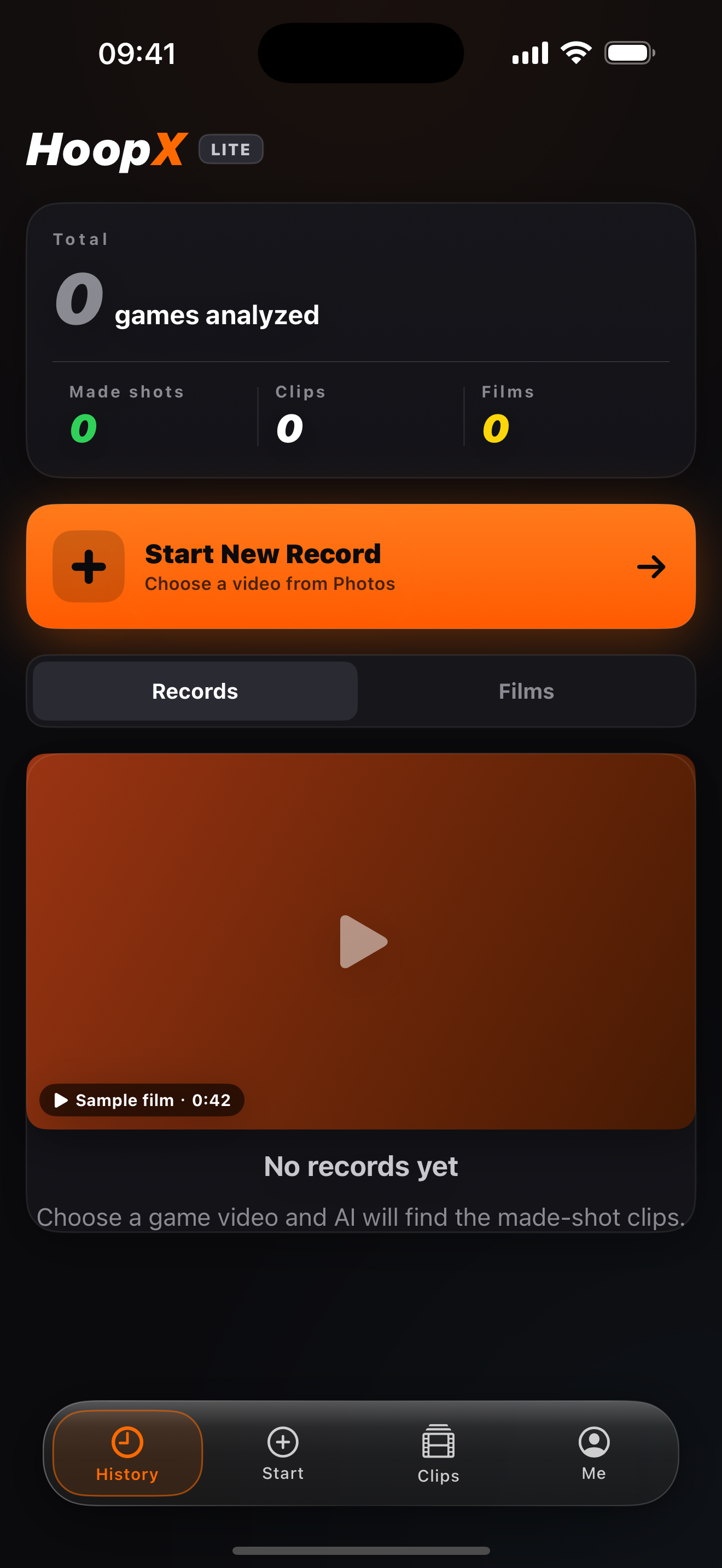 HoopX home screen
